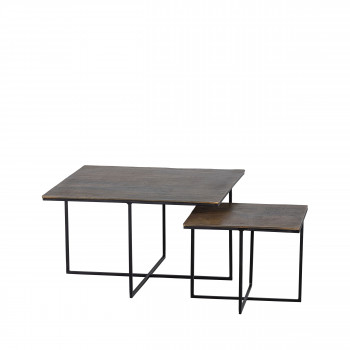 Olan - Lot de 2 tables d'appoint en métal