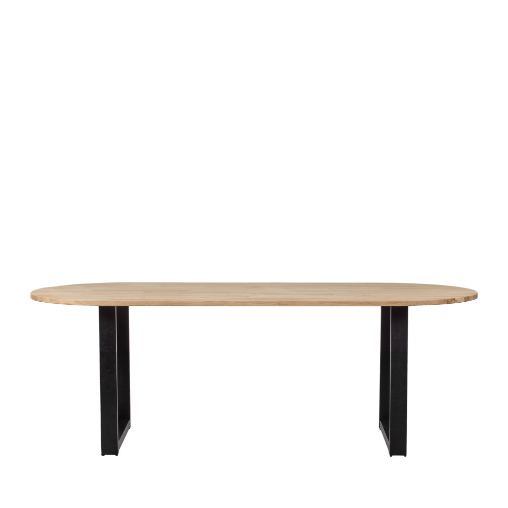 Tablo - Table à manger ovale en bois piétement en U 220x90cm - Couleur - Bois clair