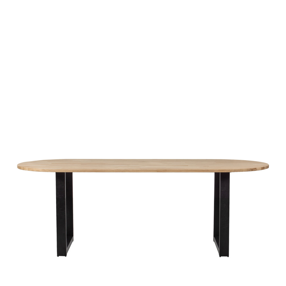 tablo - table à manger ovale en bois piétement en u 220x90cm - couleur - bois clair