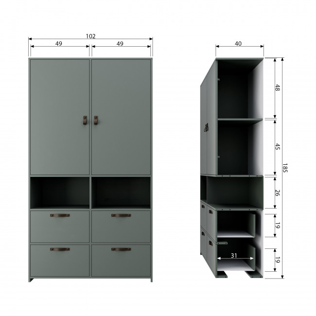 Stage - Armoire 2 portes 4 tiroirs en bois