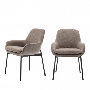 Haas - Lot de 2 fauteuils de table en tissu et métal