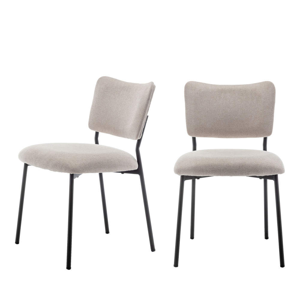 Vander - Lot de 2 chaises en tissu et métal - Couleur - Beige