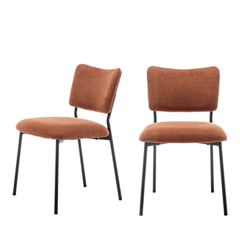 Vander - Lot de 2 chaises en tissu et métal - Couleur - Rouille