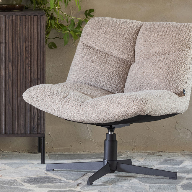 Vinny - Fauteuil pivotant en tissu bouclette