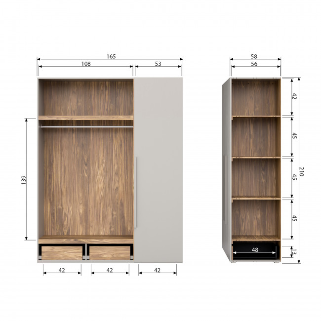 Rens - Armoire 3 portes en bois H210cm