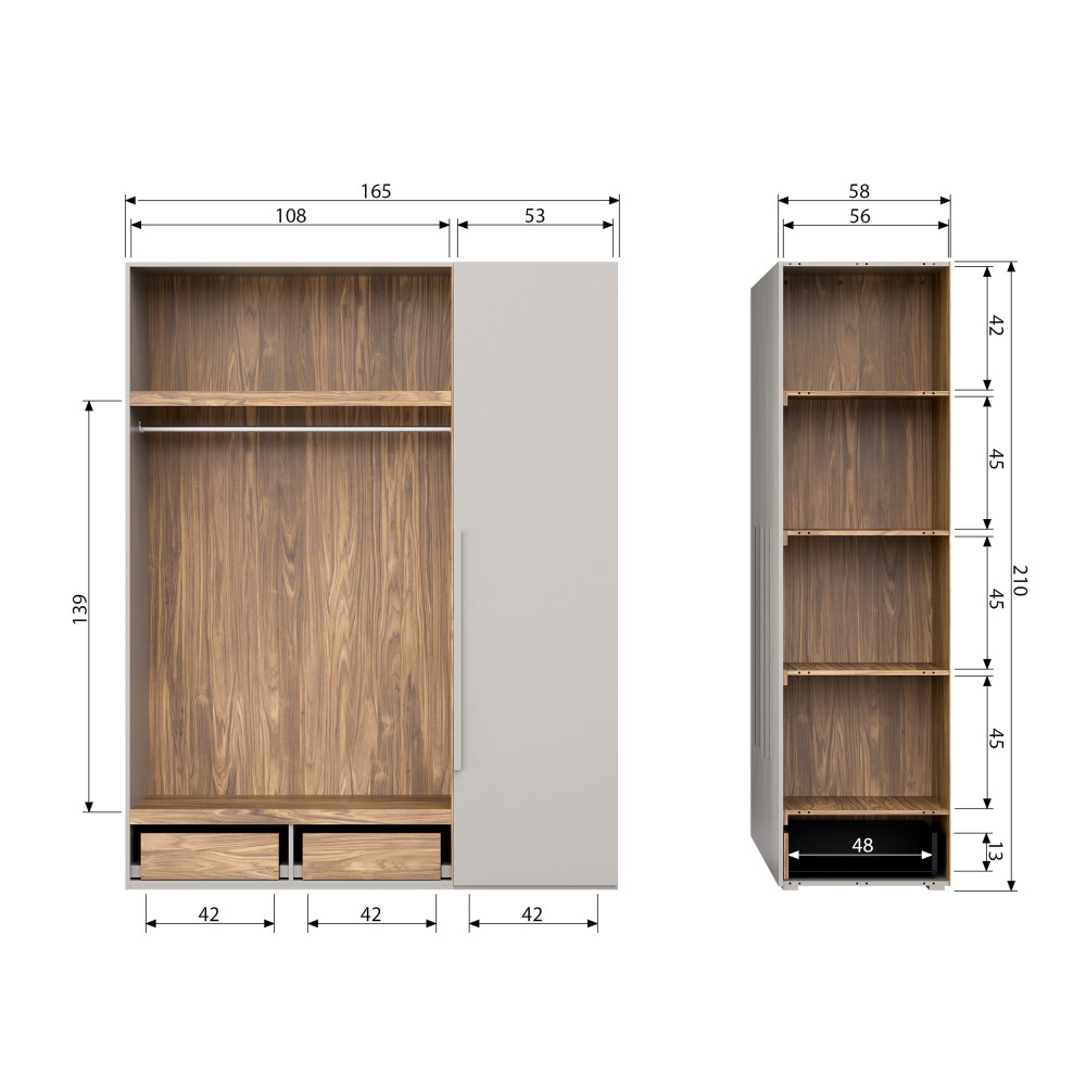 Armoire 3 portes en bois H210cm Woood - RENS