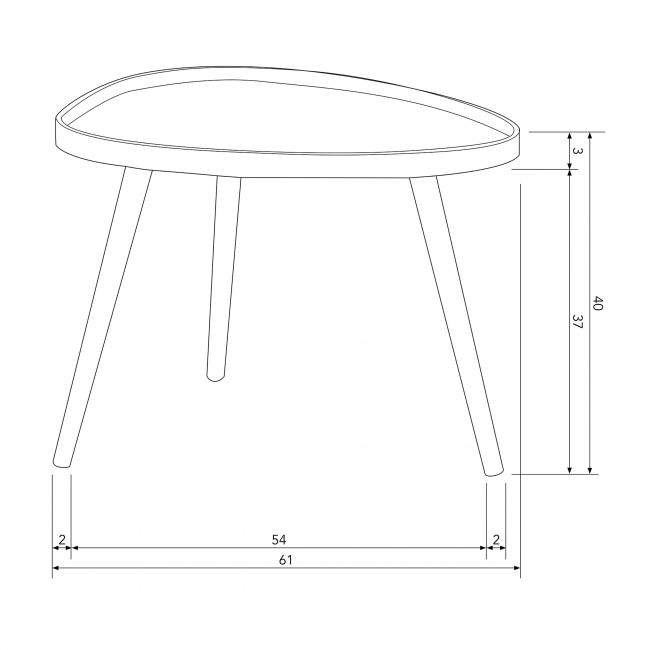 Mae - Table d'appoint de forme organique en bois 61x40cm