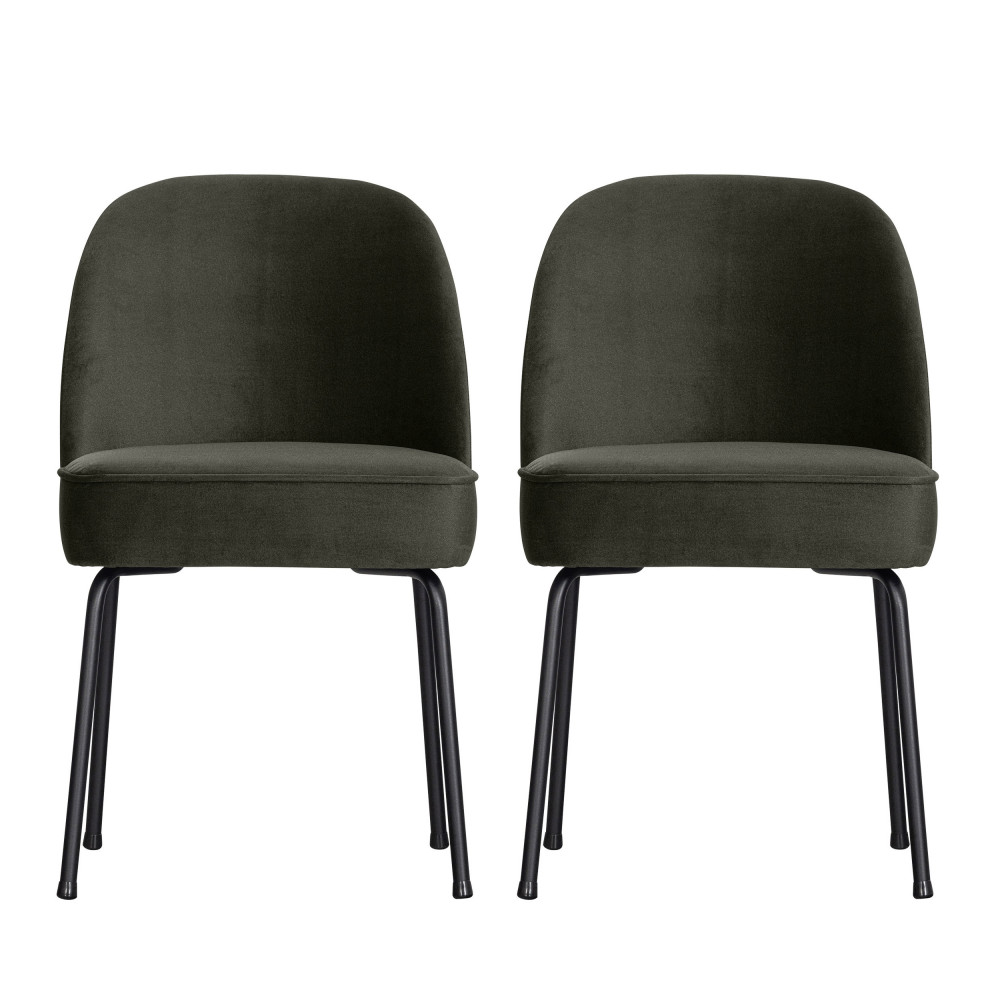Vogue - Lot de 2 chaises design en velours - Couleur - Vert foncé