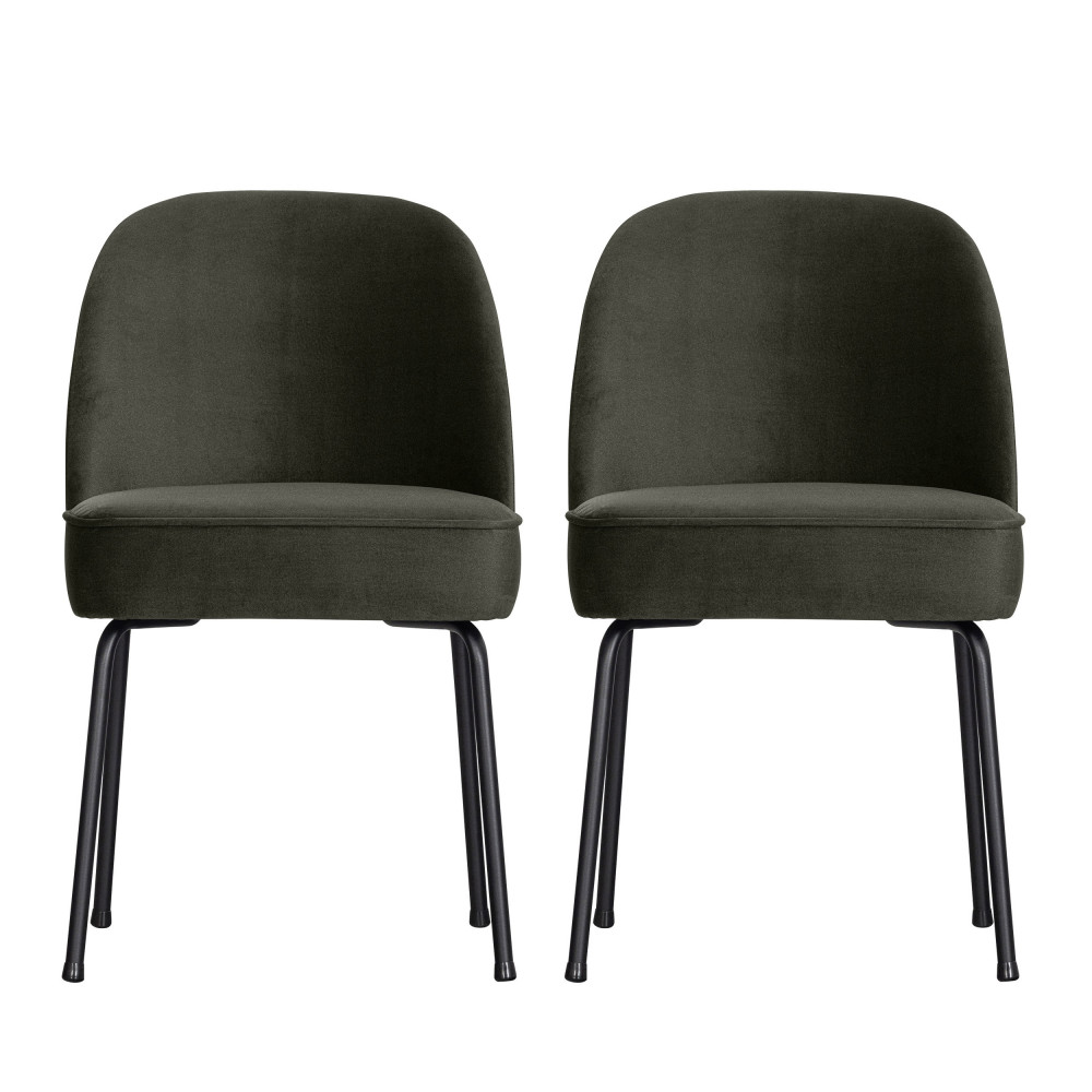 vogue - lot de 2 chaises design en velours - couleur - vert foncé