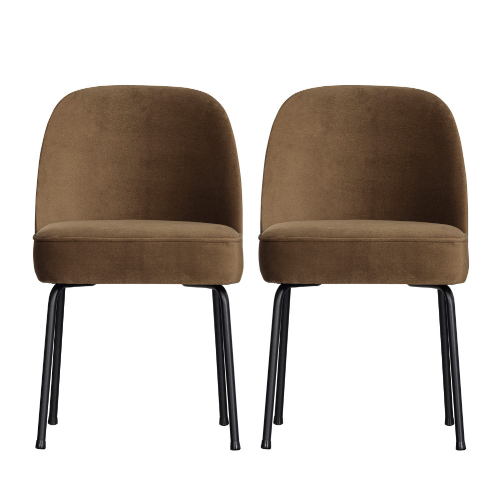 vogue - lot de 2 chaises design en velours - couleur - bronze