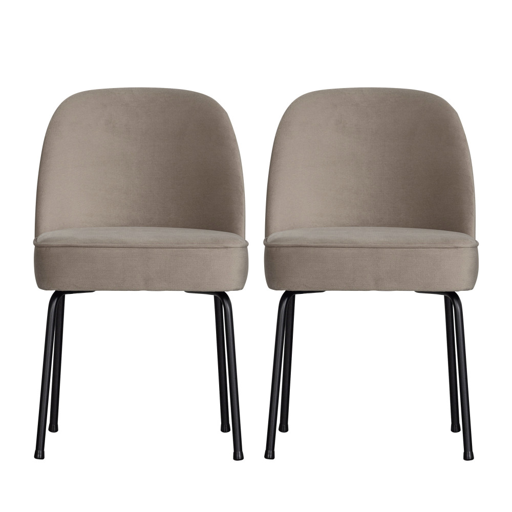 Vogue - Lot de 2 chaises design en velours - Couleur - Beige