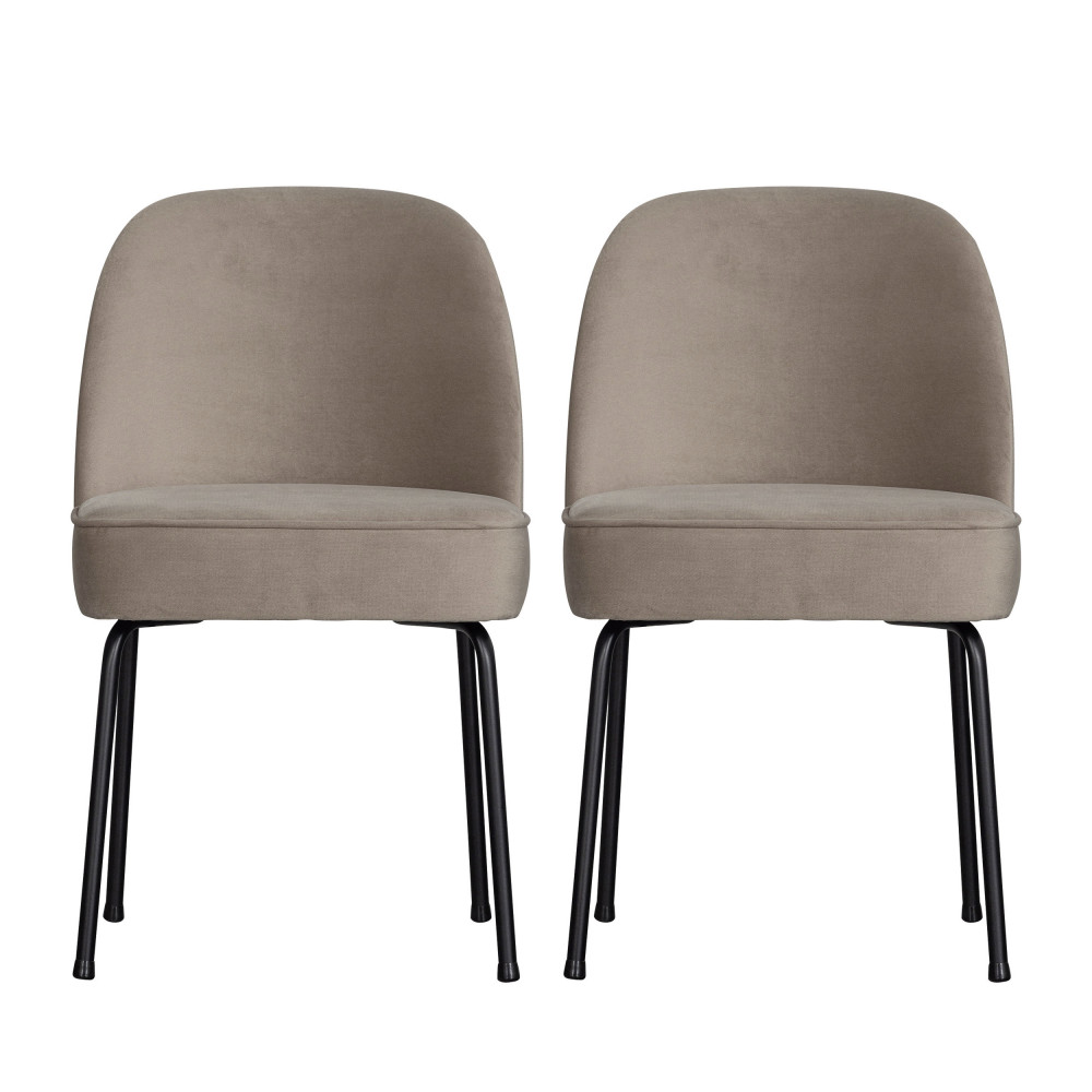 vogue - lot de 2 chaises design en velours - couleur - beige