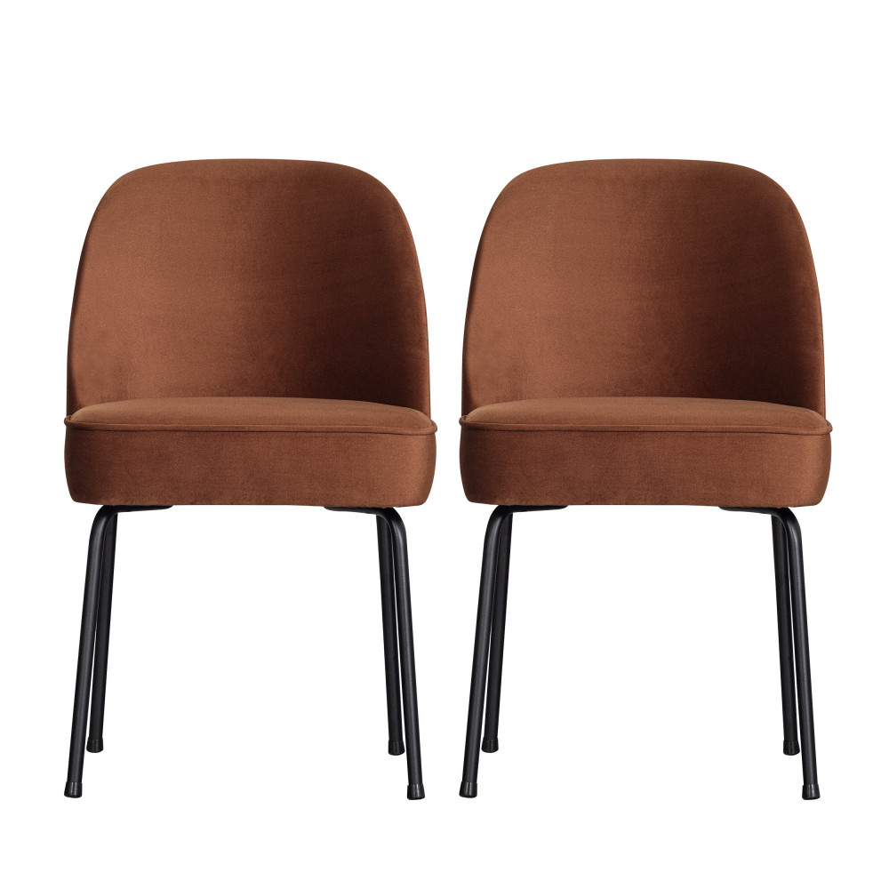 vogue - lot de 2 chaises design en velours - couleur - rouille