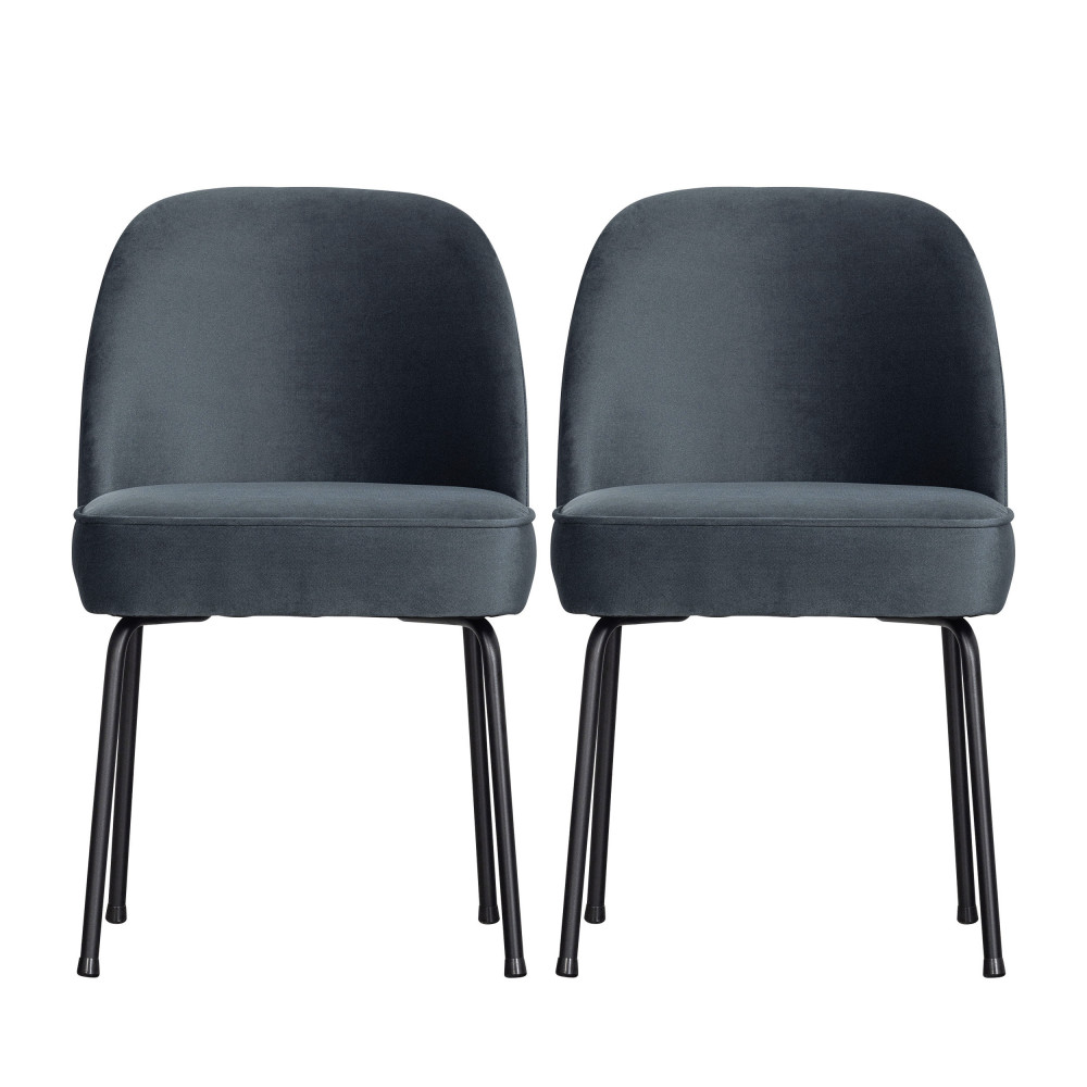 Vogue - Lot de 2 chaises design en velours - Couleur - Bleu pétrole