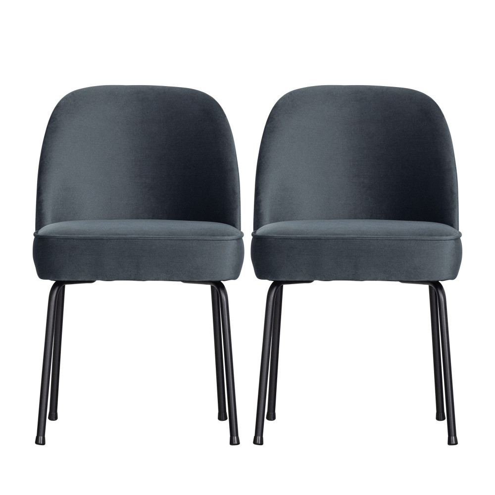 vogue - lot de 2 chaises design en velours - couleur - bleu pétrole