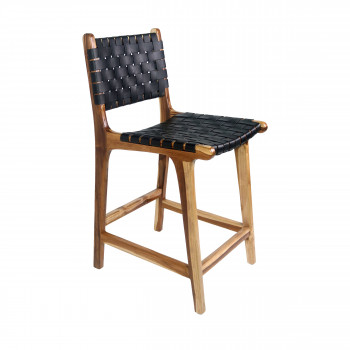 Perugia - Chaise de bar en bois clair et cuir