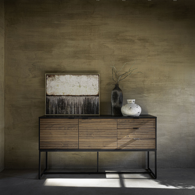 Parigi - Buffet 2 portes 3 tiroirs en bois et métal L160cm