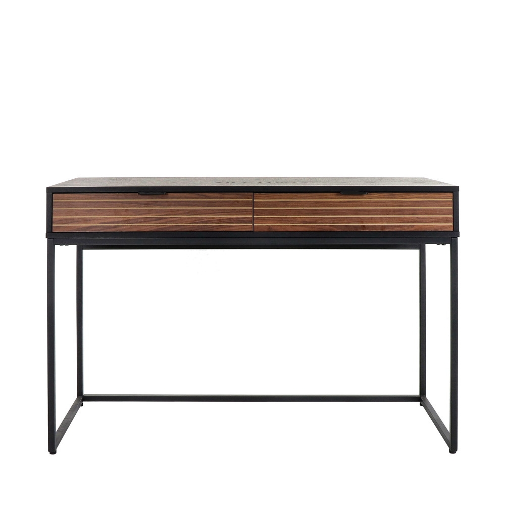 Parigi - Console en bois et métal 2 tiroirs L120cm - Couleur - Bois foncé / noir