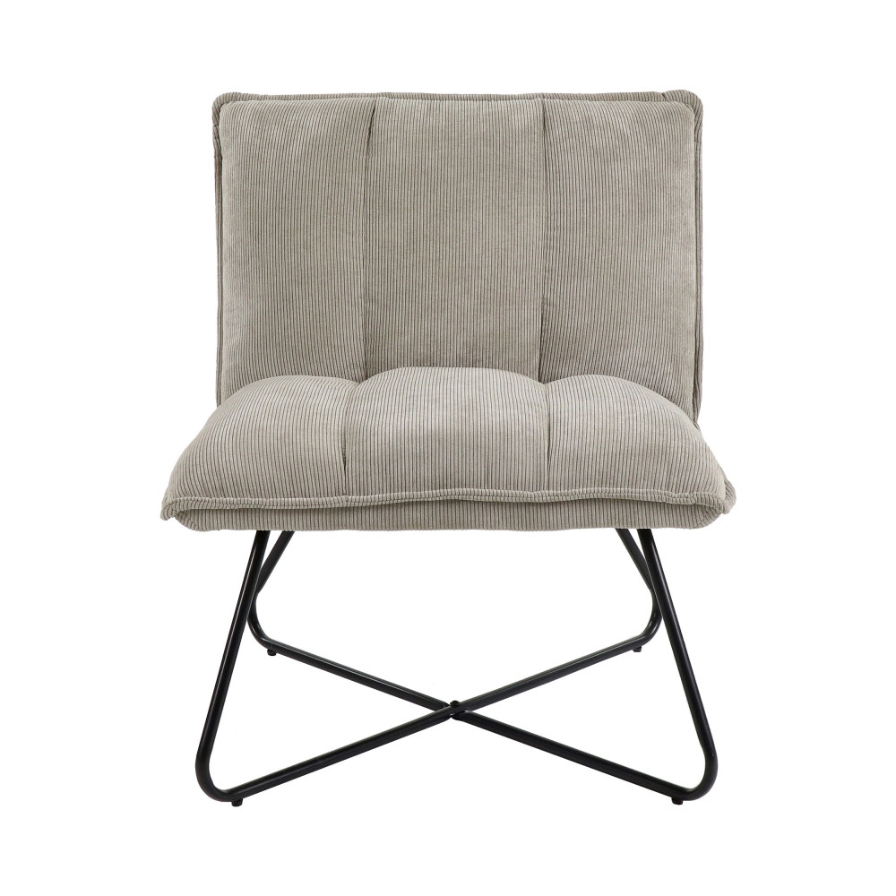 forrest - fauteuil en velours côtelé pieds métal - couleur - gris clair