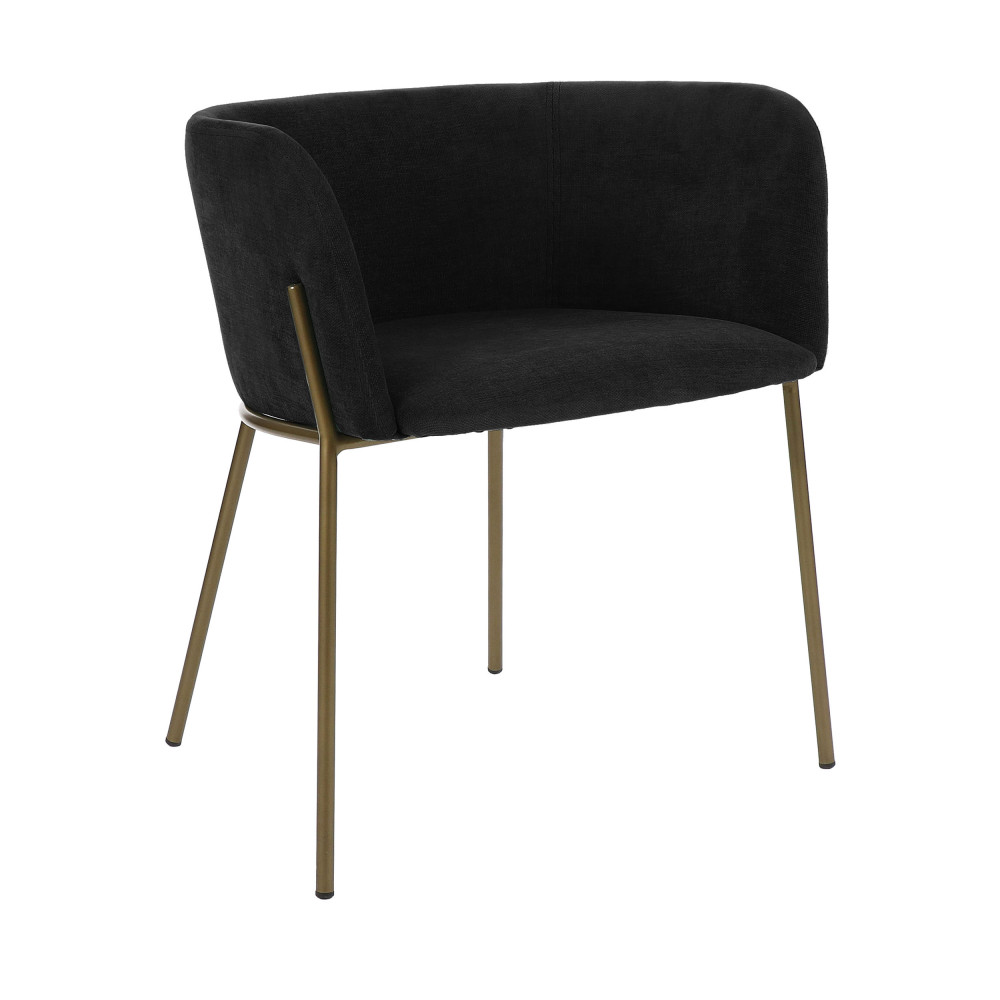 polka - fauteuil de table en velours pieds métal - couleur - noir