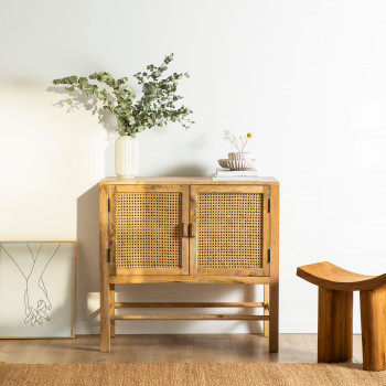 Bayir - Buffet 2 portes en bois et cannage L88cm