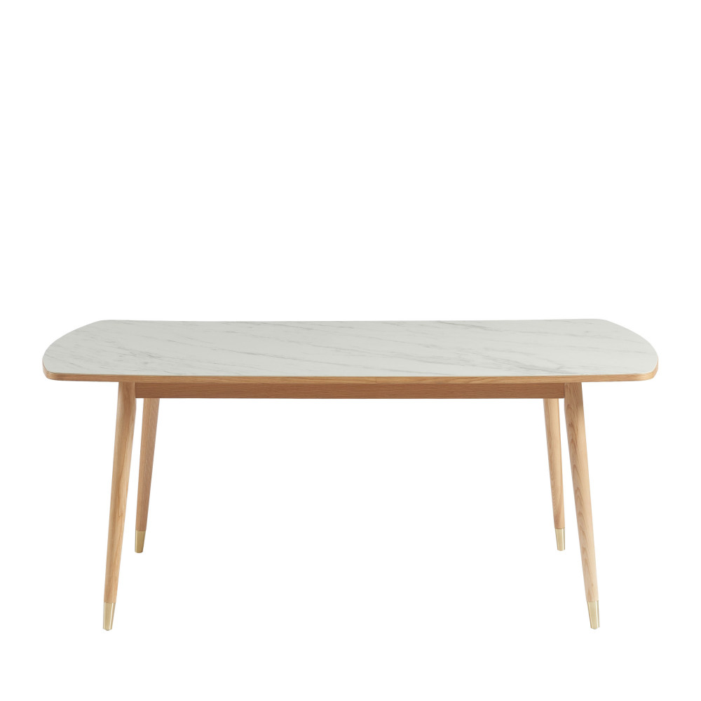 Vejend - Table à manger en bois et céramique 180x90cm - Couleur - Marbre blanc