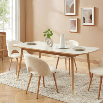 Vejend - Table à manger en bois et céramique 180x90cm