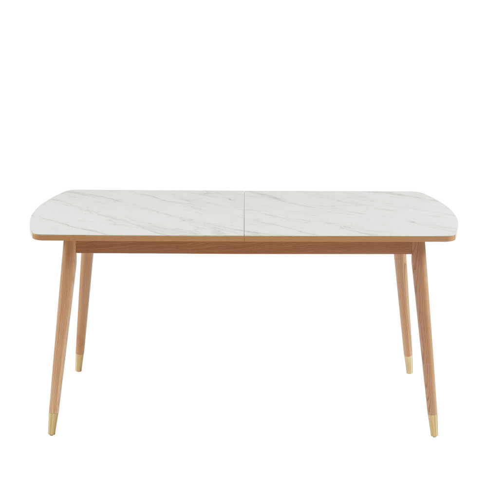 Vejend - Table à manger extensible en bois et céramique 160-200x90cm - Couleur - Marbre blanc