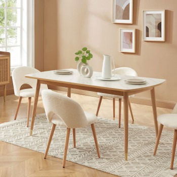 Table Extensible scandinave Kenda Couleur Bois et Blanc avec rallonge :  : Cuisine et Maison