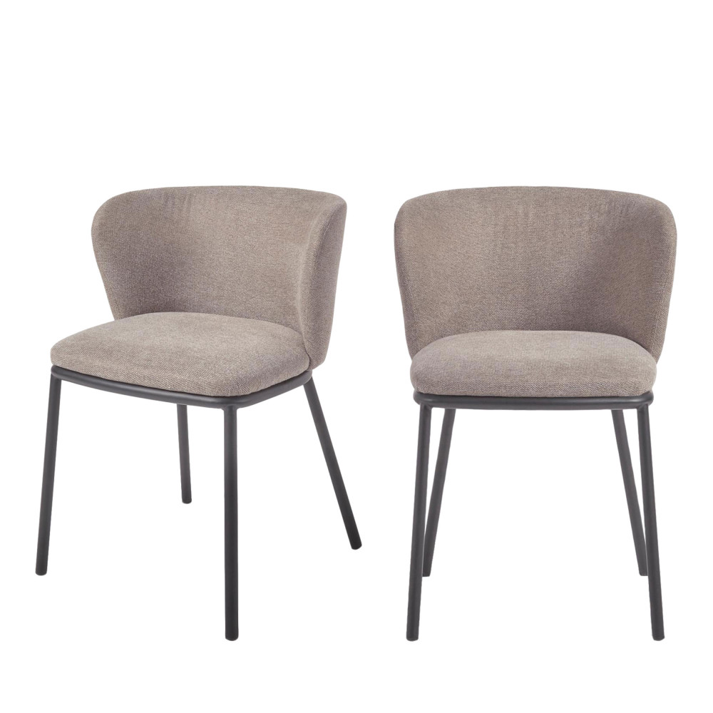 Ciselia - Lot de 2 chaises en chenille et métal - Couleur - Taupe