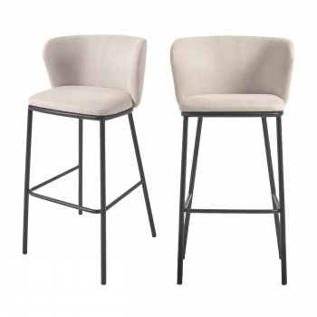 Ciselia - Lot de 2 chaises de bar en chenille et métal H75cm