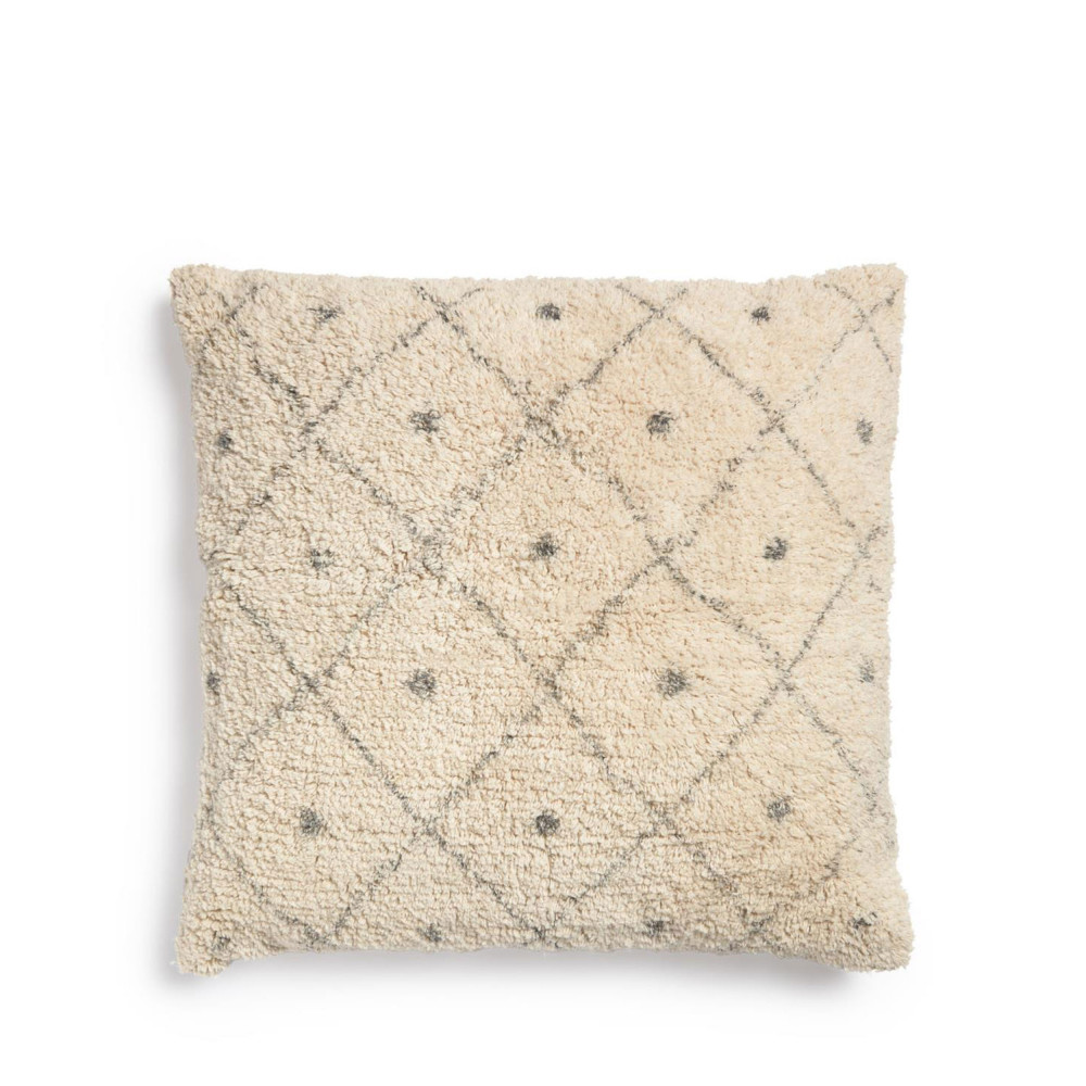 Zita - Housse de coussin 100% coton effet fourrure 50x50cm - Couleur - Ecru