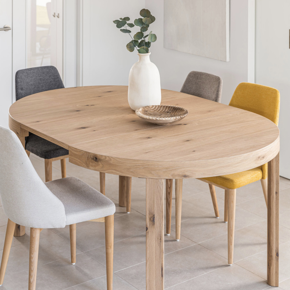 Table à manger ronde extensible en bois ø120(170)-120cm Kave Home