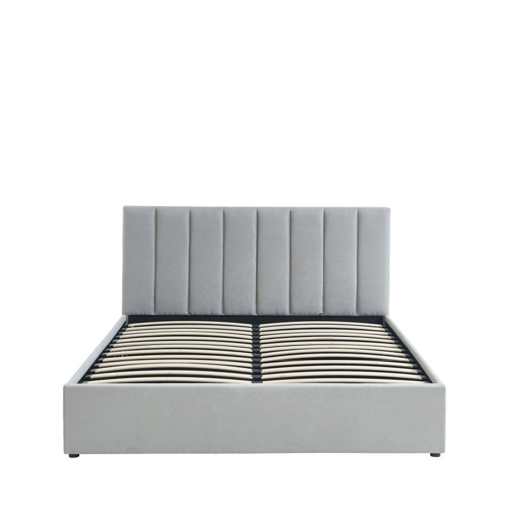 billie - lit coffre matelassé en tissu 160x200cm - couleur - gris perle