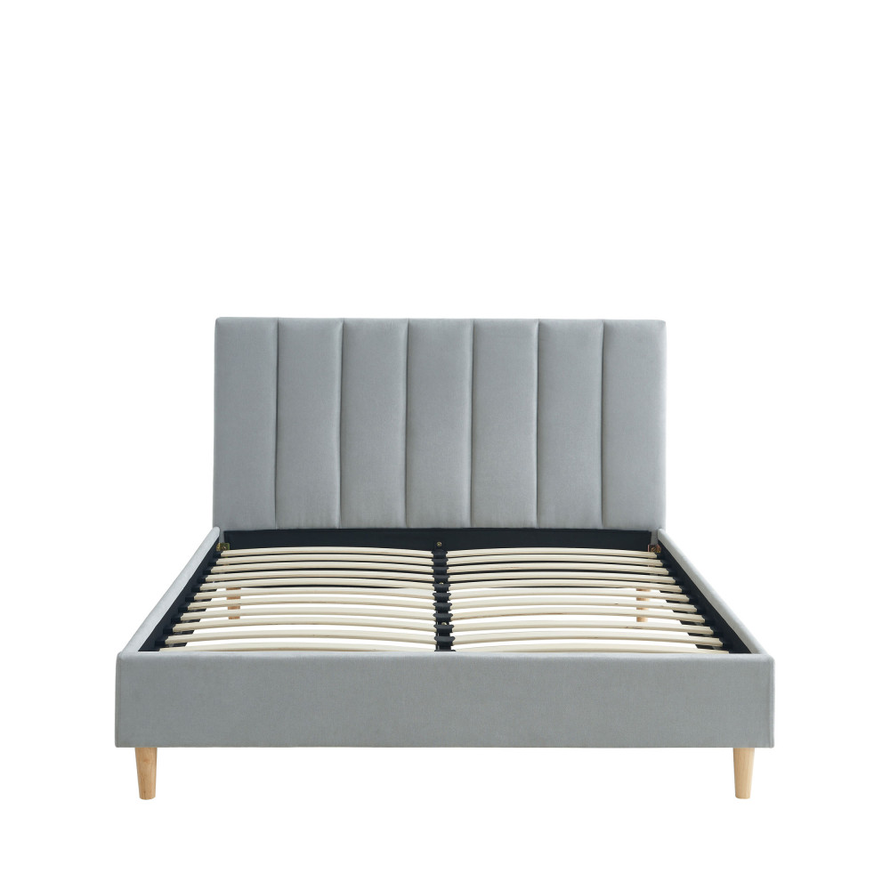 billie - lit matelassé en tissu 140x190cm - couleur - gris perle