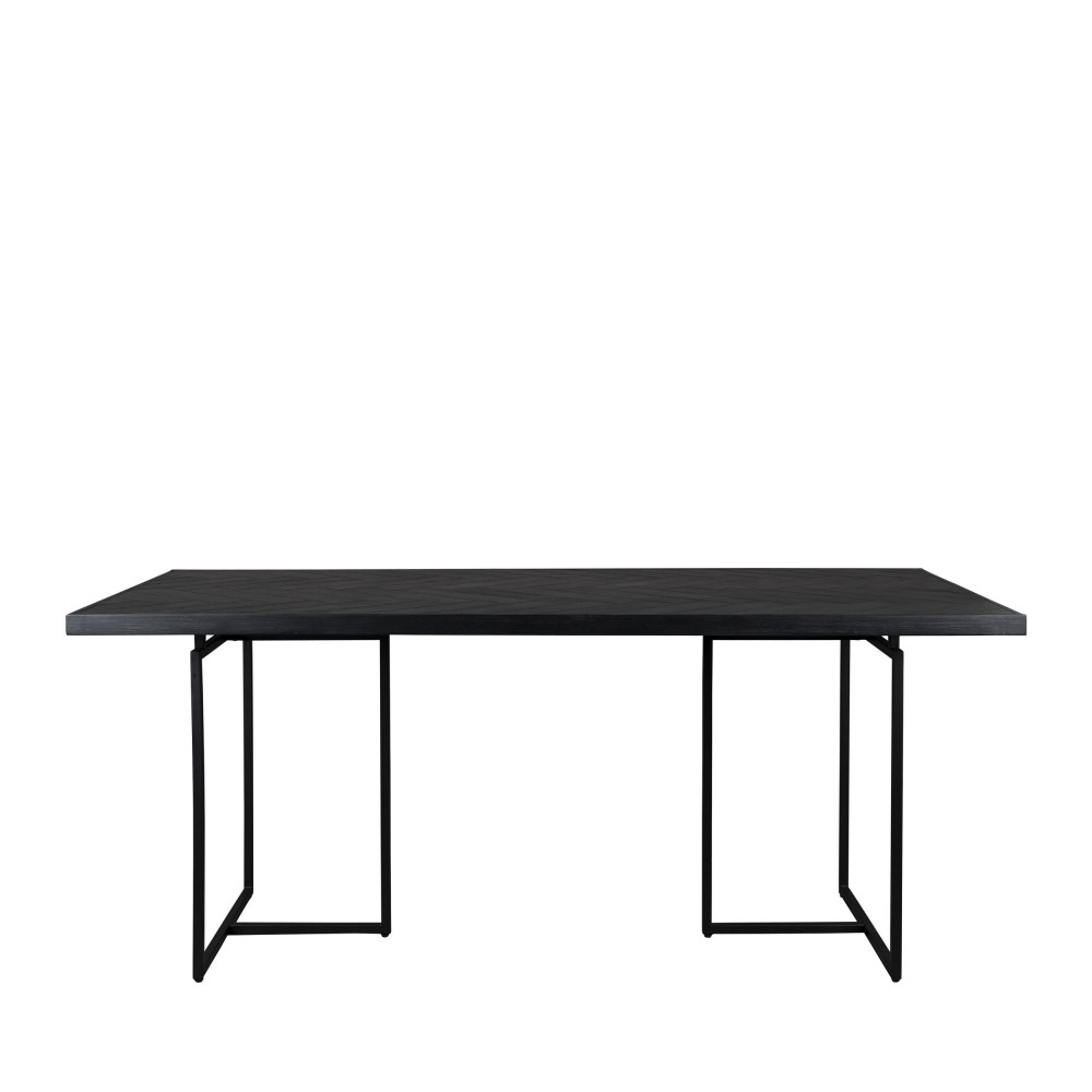 class - table à manger chevrons bois et métal 180x90cm - couleur - noir