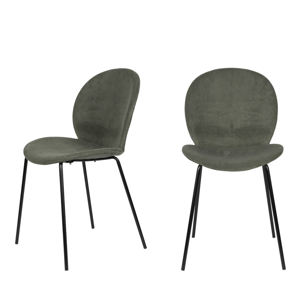 Bonnet - Lot de 2 chaises en velours côtelé et métal - Couleur - Vert