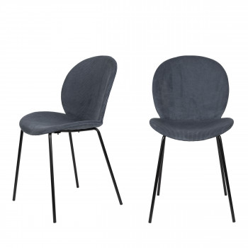 Bonnet - Lot de 2 chaises en velours côtelé et métal