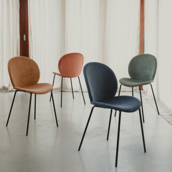 Bonnet - Lot de 2 chaises en velours côtelé et métal