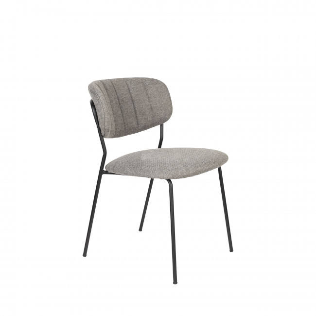 Jolien - Lot de 2 chaises en tissu et métal pieds noirs