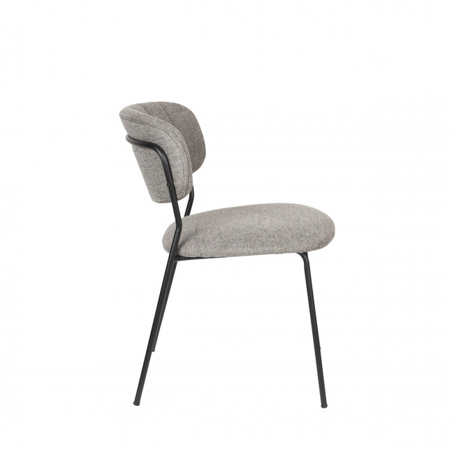 Jolien - Lot de 2 chaises en tissu et métal pieds noirs