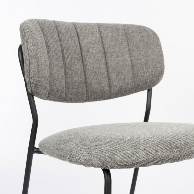 Jolien - Lot de 2 chaises en tissu et métal pieds noirs