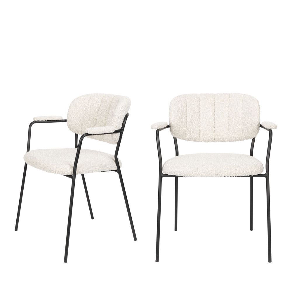 Lot de 2 chaises avec accoudoirs en tissu design moderne