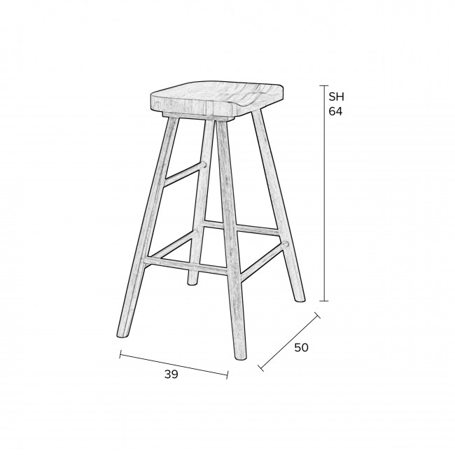 Vander - Tabouret de bar en bois 65,5cm