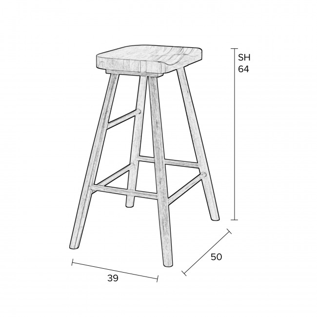 Vander - Tabouret de bar en bois 65,5cm