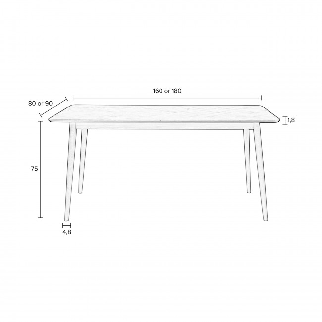 Fabio - Table à manger en bois 160x80cm
