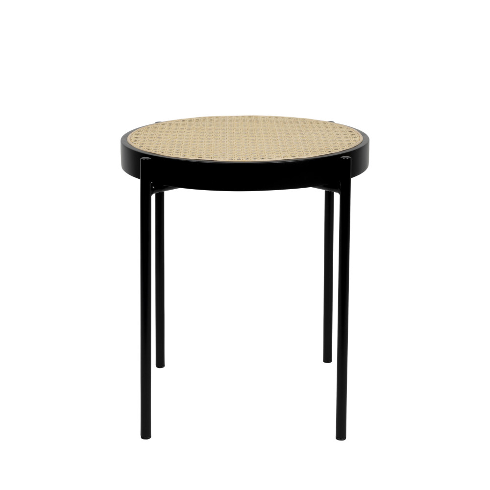 Spike - Table d'appoint en rotin et bois ø50cm - Couleur - Noir