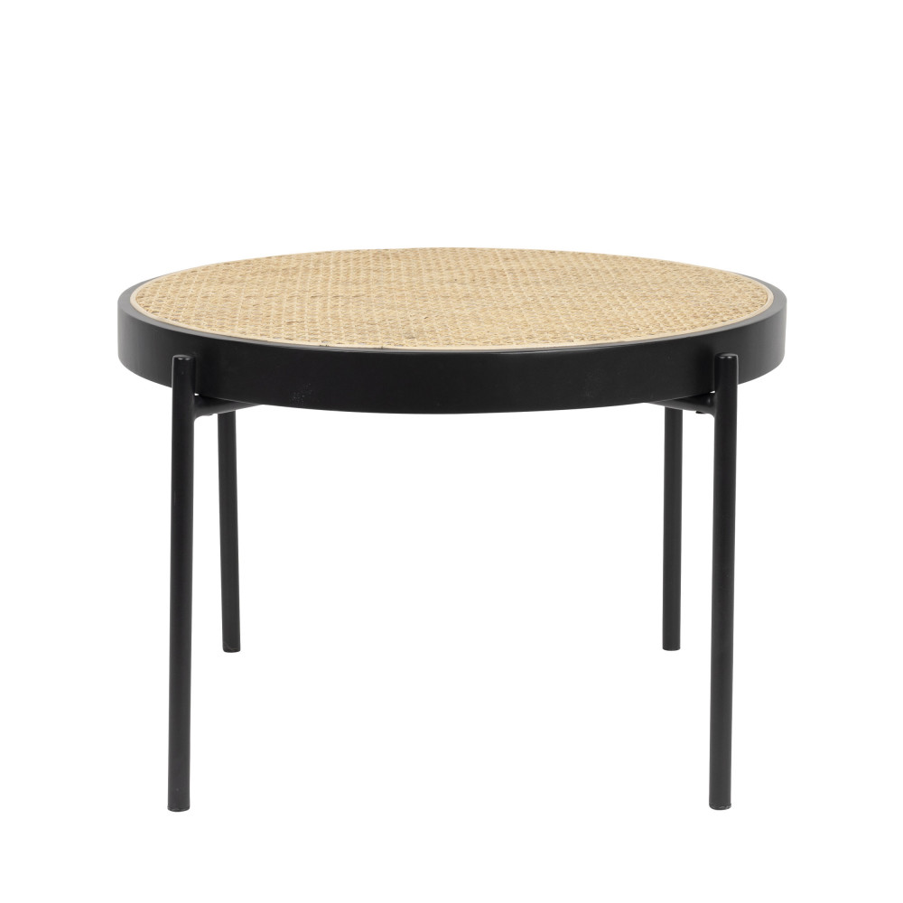 Spike - Table basse en rotin et bois ø60cm - Couleur - Noir