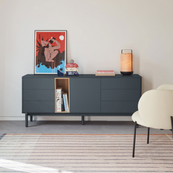 Corvo - Buffet 1 porte 6 tiroirs en bois L180cm