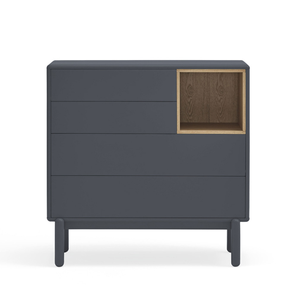 Corvo - Commode 4 tiroirs 1 niche en bois L90xH90cm - Couleur - Gris anthracite